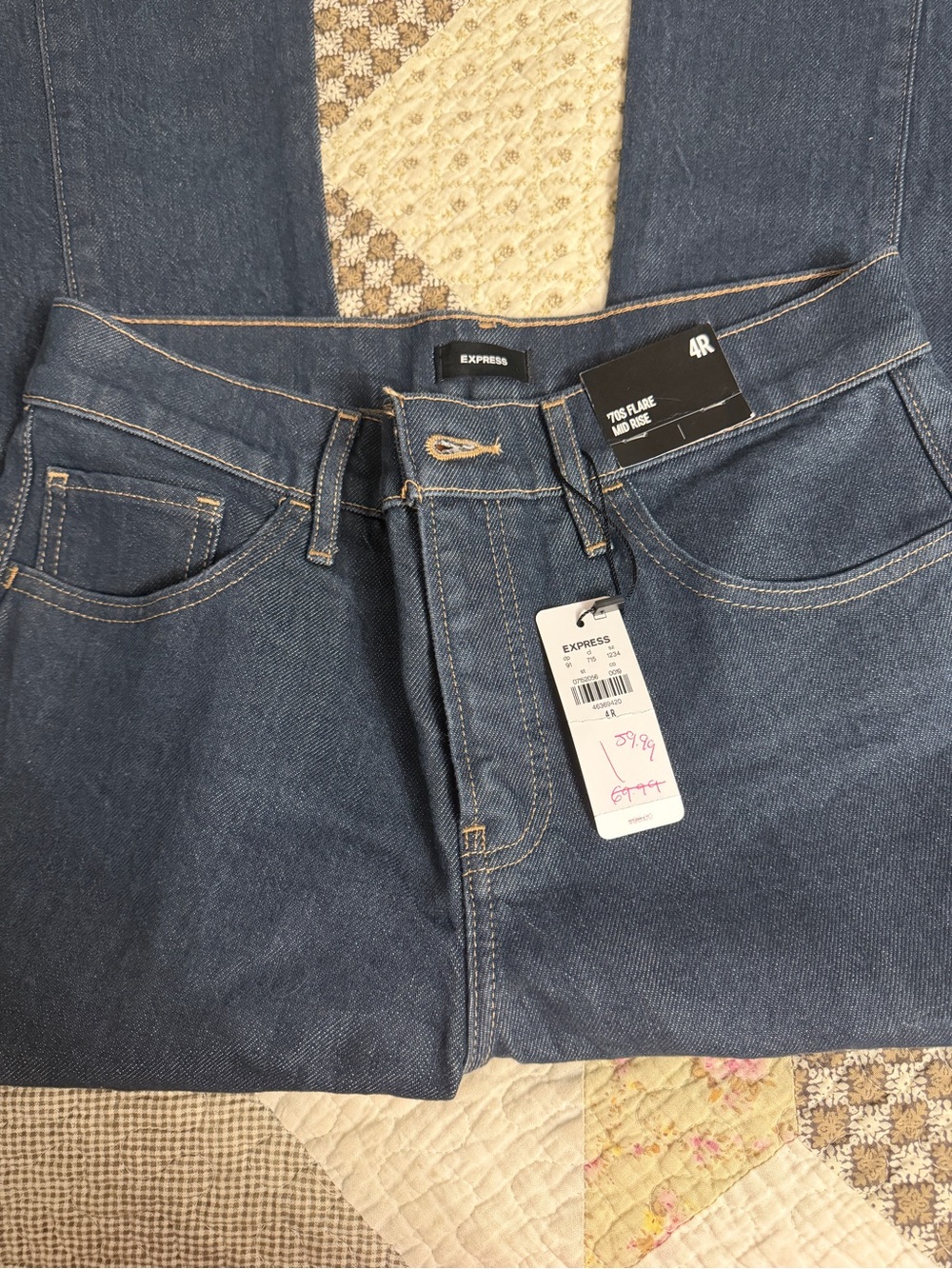 Express 70s Flare Mid Rise Jeans Size 4 Regular